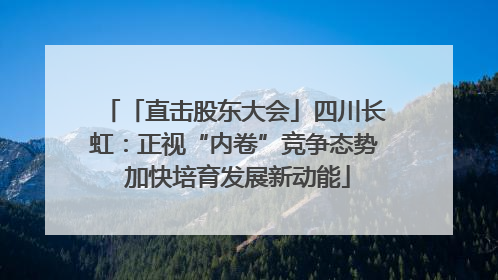 「直击股东大会」四川长虹：正视“内卷”竞争态势 加快培育发展新动能