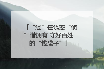 “经”住诱惑“侦”惜拥有 守好百姓的“钱袋子”