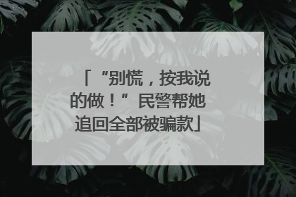 “别慌，按我说的做！”民警帮她追回全部被骗款