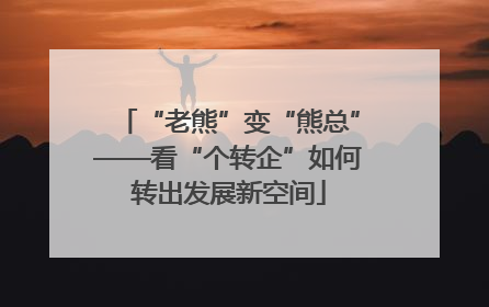 “老熊”变“熊总”——看“个转企”如何转出发展新空间