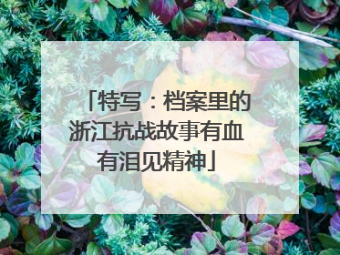 特写：档案里的浙江抗战故事有血有泪见精神