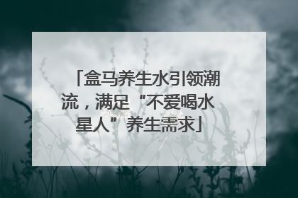 盒马养生水引领潮流，满足“不爱喝水星人”养生需求