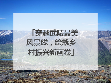 穿越武陵最美风景线，绘就乡村振兴新画卷