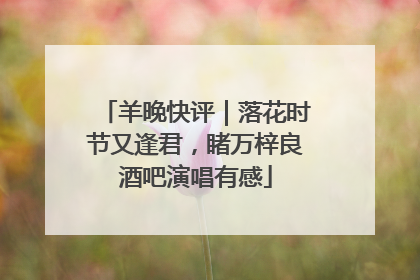 羊晚快评｜落花时节又逢君，睹万梓良酒吧演唱有感