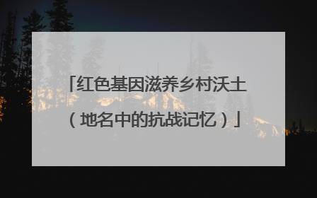 红色基因滋养乡村沃土（地名中的抗战记忆）