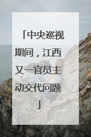 中央巡视期间，江西又一官员主动交代问题