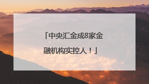 中央汇金成8家金融机构实控人！