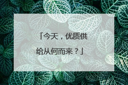 今天，优质供给从何而来？