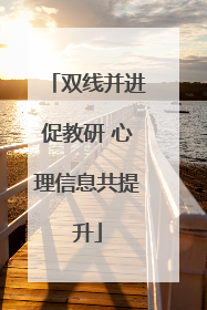 双线并进促教研 心理信息共提升