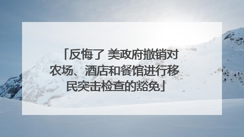 反悔了 美政府撤销对农场、酒店和餐馆进行移民突击检查的豁免