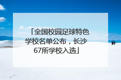 全国校园足球特色学校名单公布，长沙67所学校入选