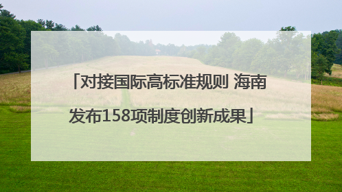 对接国际高标准规则 海南发布158项制度创新成果