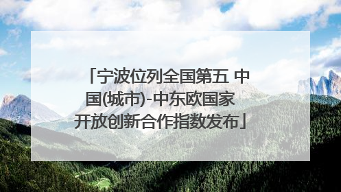 宁波位列全国第五 中国(城市)-中东欧国家开放创新合作指数发布