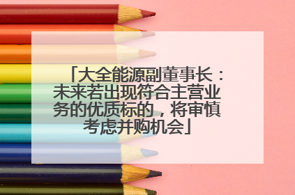 大全能源副董事长：未来若出现符合主营业务的优质标的，将审慎考虑并购机会