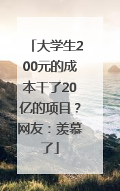 大学生200元的成本干了20亿的项目？网友：羡慕了