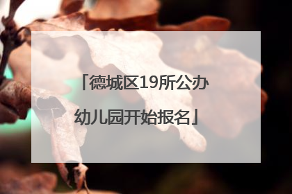 德城区19所公办幼儿园开始报名