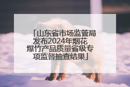 山东省市场监管局发布2024年烟花爆竹产品质量省级专项监督抽查结果