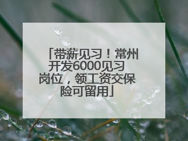 带薪见习！常州开发6000见习岗位，领工资交保险可留用