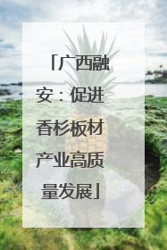 广西融安：促进香杉板材产业高质量发展