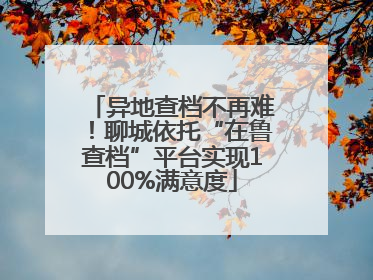 异地查档不再难！聊城依托“在鲁查档”平台实现100%满意度