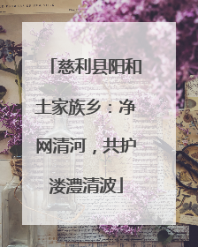 慈利县阳和土家族乡：净网清河，共护溇澧清波