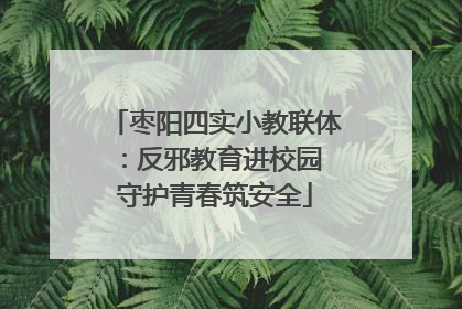 枣阳四实小教联体：反邪教育进校园 守护青春筑安全