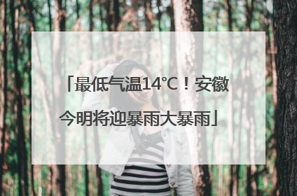 最低气温14℃！安徽今明将迎暴雨大暴雨