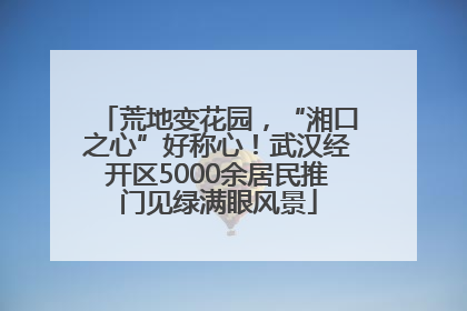 荒地变花园，“湘口之心”好称心！武汉经开区5000余居民推门见绿满眼风景