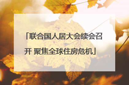 联合国人居大会续会召开 聚焦全球住房危机