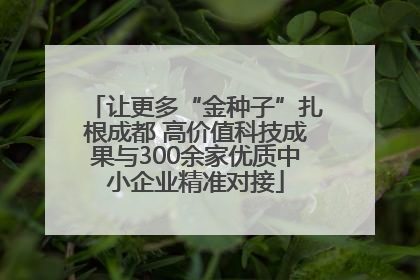 让更多“金种子”扎根成都 高价值科技成果与300余家优质中小企业精准对接