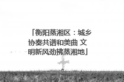 衡阳蒸湘区：城乡协奏共谱和美曲 文明新风劲拂蒸湘地