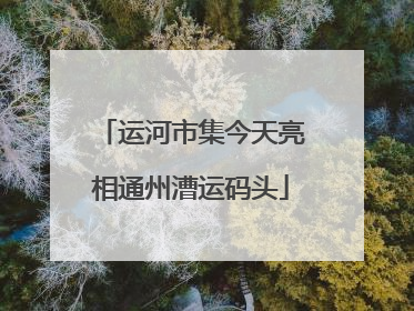 运河市集今天亮相通州漕运码头