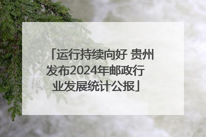 运行持续向好 贵州发布2024年邮政行业发展统计公报