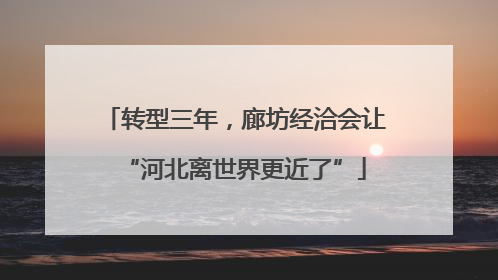 转型三年，廊坊经洽会让“河北离世界更近了”