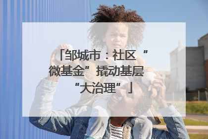 邹城市：社区“微基金”撬动基层“大治理”