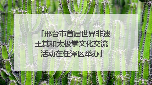 邢台市首届世界非遗王其和太极拳文化交流活动在任泽区举办