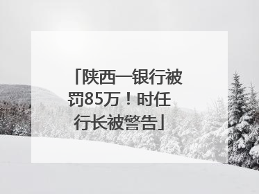 陕西一银行被罚85万！时任行长被警告