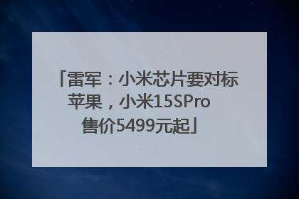 雷军：小米芯片要对标苹果，小米15SPro售价5499元起