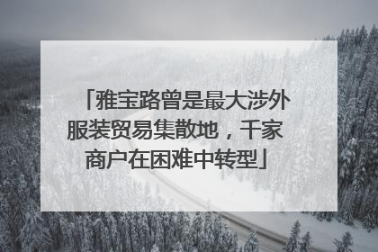 雅宝路曾是最大涉外服装贸易集散地，千家商户在困难中转型