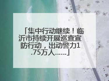 集中行动继续！临沂市持续开展巡查宣防行动，出动警力1.75万人……