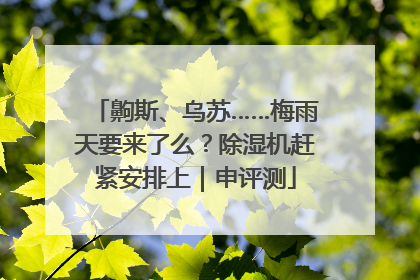 齁斯、乌苏……梅雨天要来了么？除湿机赶紧安排上｜申评测