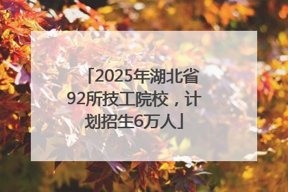 2025年湖北省92所技工院校，计划招生6万人