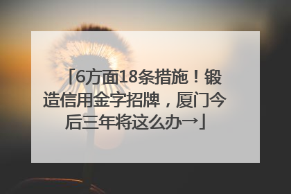 6方面18条措施！锻造信用金字招牌，厦门今后三年将这么办→